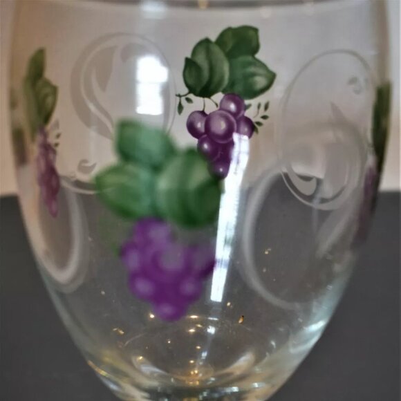 Other - Set of (4) Hand Painted Tea Glasses - Grape Decor